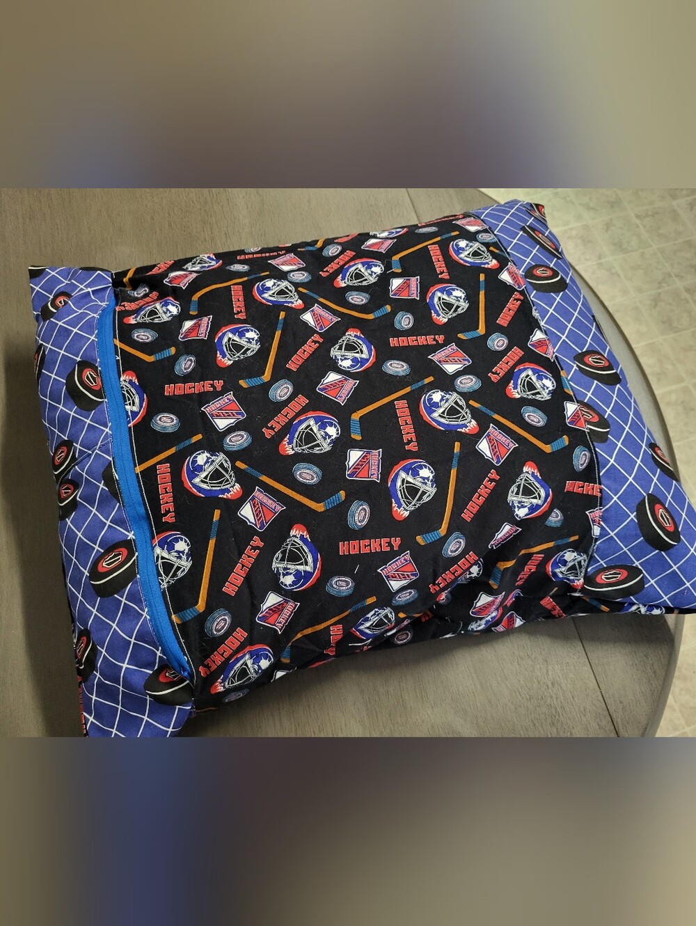 Black Hockey Print Pillowcase - STANDARD, Unbranded